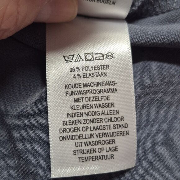 Tahari Faux Wrap Stretch Side Tie Blouse Size Medium Steel Blue Coquette Office - Picture 14 of 14